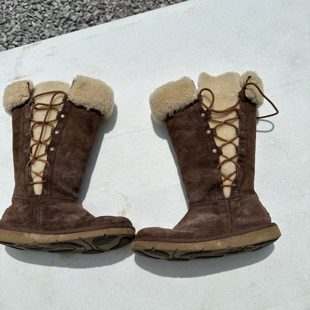 UGG Chestnut Suede Boots with Shearling